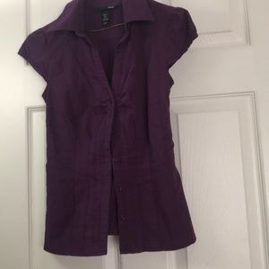 Cap sleeve H&M purple button down blouse